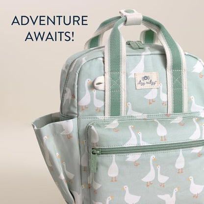 Itzy Ritzy Toddler Backpack - Daycare Bag - Features Adjustable Shoulder Straps, 2 Side Pockets & Spacious Interior with Wipeable Fabric Lining & Name Label, Goose - color: Goose