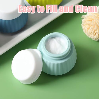 4 Pack Travel Size Silicone Cream Containers, Leak Proof Refillable Toiletry Bottles for Toiletries with 4 Scoops, Labels and Clear Bag, Suitable for Travel Shampoo and Conditioner Bottles (D) - style: D