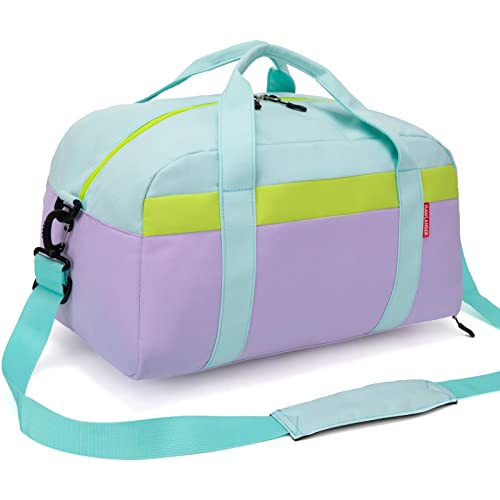 Kids Duffle Bag for Boys or Girls, Fit Sports Practice, or Overnight Travel Weekend (Light Green) - color: Light Green