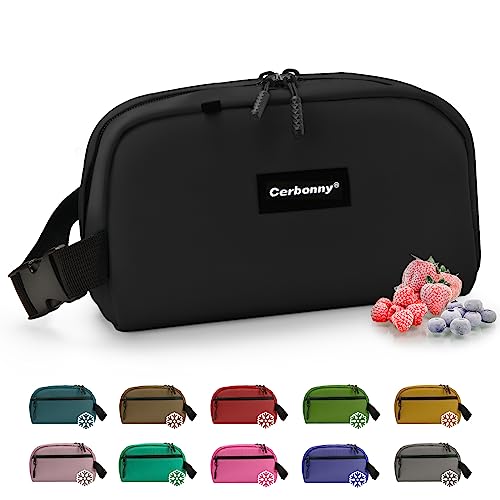 Cerbonny Small Cooler Bag, Freezable Lunch Bag for Kids & Adults, Small Insulated Bag,Portable Mini Snack Bag for Work, School, Travel - color: Black