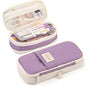 MAMUNU Expandable Pencil case with compartments, Large Capacity Pencil Cases Pencil Bag Pouch Adults, Portable Pencil Case Large School Stationery Organizer, Makeup Cosmetic Bag, Purple - color: Purple