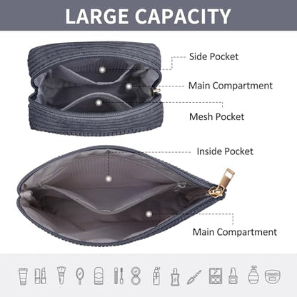 MAGEFY Makeup Bag Small Cosmetic Bag for Women - color: Black-2pcs-Small+Large