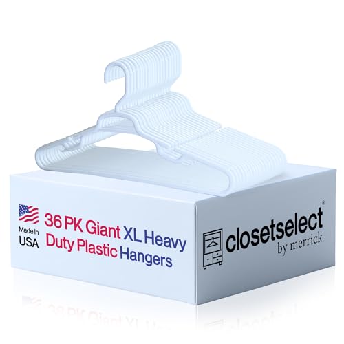 19" XL Plastic Hangers, Giant Heavy Duty Hanger, Merrick, XL Hanger, 36
