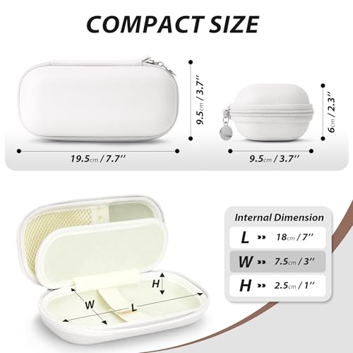Double Glasses Case for Women Men, Dual Eyeglass Travel Organizer with Wristband - color: White