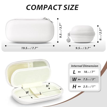 Double Glasses Case for Women Men, Dual Eyeglass Travel Organizer with Wristband - color: White