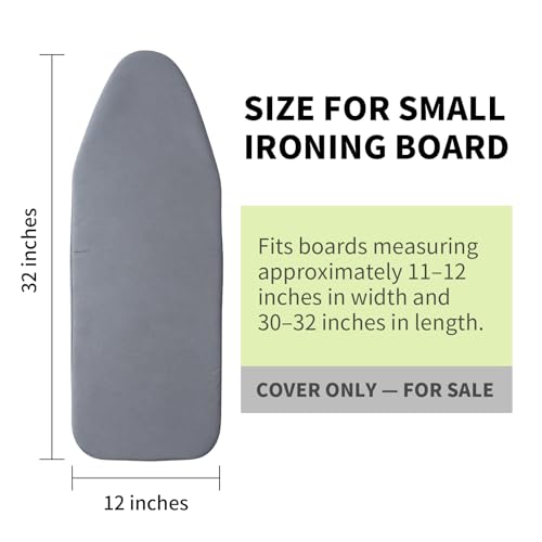 Seiritex Ironing Board Cover 12x32 inch, Fits Table Top Ironing Board Heat Reflective, Thick Padding with Elasticized Edges, Small Iron Board Cover Only (Black) - color: Black, size: 12x32
