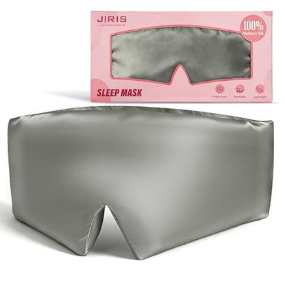 Silk Sleep Eye Mask for Side Sleeper Men Women, Eye Mask Sleeping 100% 22 Momme Pure Mulberry Silk for Night Sleep, Travel, Face-Hugging Padded Eye Cover for Sleeping with Adjustable Band-Grey - color: Grey