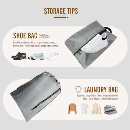 8 Set Compression Packing Cubes for Travel, Expandable Luggage Organizer with Shoe Bag & Laundry Bag - Lightweight Suitcase & Backpack Travel Essentials (Gray) - color: Gray