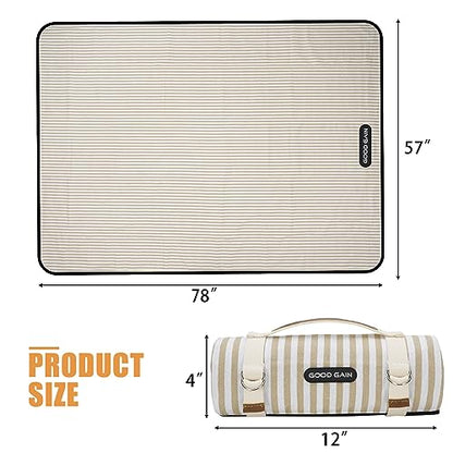 G GOOD GAIN Picnic Blankets Waterproof Extra Large - Outdoor Blanket Sand Free Foldable with Carry Strap for Beach, Camping, Park Grass, Hiking, Travel, Concerts, Indoor (Sand Yellow) - color: Sand Yellow