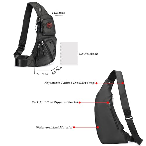 NICGID Sling Bag Chest Shoulder Backpack Crossbody Bags Casual Daypack for Men Women (Black-2620N) - color: Black-2620n
