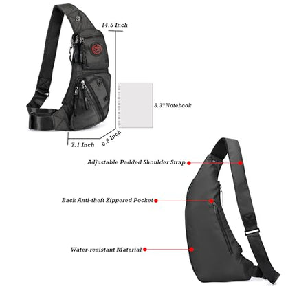 NICGID Sling Bag Chest Shoulder Backpack Crossbody Bags Casual Daypack for Men Women (Black-2620N) - color: Black-2620n