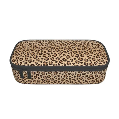 Perinsto Brown Leopard Print Pencil Case Big Capacity Multi Compartment Stationery Box Pencil Pouch Holder Desk Organizer For School Office Home - color: Leopard #01