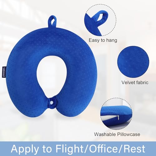 Neck Pillow for Travel Pillow Memory Foam U Shape Comfortable Travel Neck Pillow Head Neck Support Airplane Pillow for Traveling, Car, Home, Office, Travel Neck Flight Pillow - color: Royal Blue