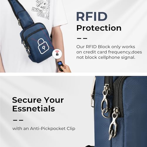 BROADREAM Sling Bag, Crossbody Bag with Anti-Theft Lock Zipper, RFID Blocking & Water Resistant for Travel Work Sport - color: Blue