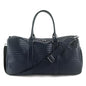 Weekender Bags for Women Woven Leather Travel Duffle Bag with Shoe Compartment, Carry On Garment Bag for Men Women, Large Capacity Water-resistant Gym Tote (Dark Blue) - color: Dark Blue