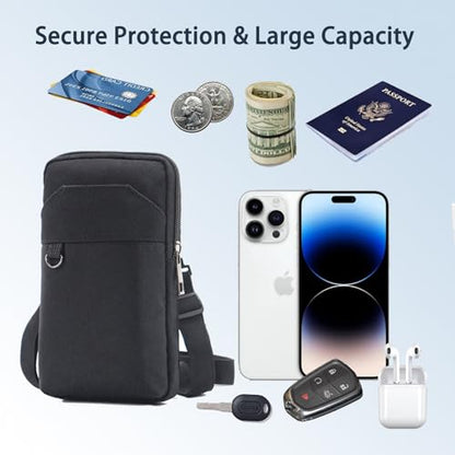 Travel Cell Phone Pouch Belt Pouch, Phone Holster Crossbody Bag with Shoulder Strap for iPhone Case Holder for Hand with Neck Lanyard Smartphone Walking Passport Wallet | with Shoulder Strap - color: Single Layer Blue