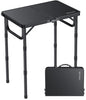 Folding Camping Table, 22" x 15" Picnic Table with 3 Adjustable Height Max 27.5", Matte Black Aluminum Folding Table with Handle for Party, Dining, Garden, Patio, Market - style: 2-Fold MDF Tabletop