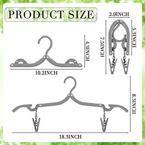 12 Pieces Folding Travel Hangers Foldable with Clips Portable Collapsible Coat Hanger Travel Drying Rack for Clothes, Gray - color: Gray