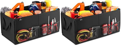 Handy Laundry Fold-Away Car Trunk Organizer – Non-Slip Securing Fasteners – 22 x 10 x 11 Inches – Prevents Shifting and Rolling (Black) (Pack of 2) - size: 22" x 10" x 11" (Pack of 2)
