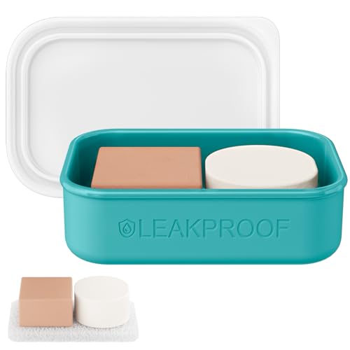 Quatish Large Leakproof Travel Soap Case, Solid Shampoo Bar Holder, Silicone Soap Box with Draining Layer, Enhanced Soap Container, Suitable for Camping, Gym, Bathroom, Outdoor Essentials, Green - color: Green, size: Large