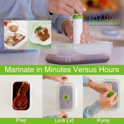 Lasting Freshness BPA-Free Plastic Vacuum Seal Containers with Hand Pump – Airtight Food Storage, Meal Prep & Pantry Organization, Preserves Freshness 5X Longer, 11-Piece Set - color: 11 Piece Rectangular