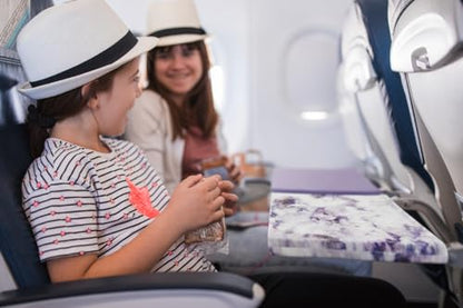 Go-Be Sleeves Airplane Tray Covers for Adults 2-Pack Classics Airplane Tray Covers - Plum Marble/Plum Solid - color: Plum Marble/Plum Solid