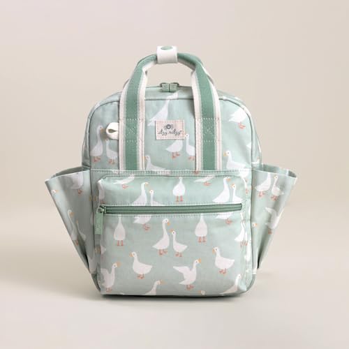 Itzy Ritzy Toddler Backpack - Daycare Bag - Features Adjustable Shoulder Straps, 2 Side Pockets & Spacious Interior with Wipeable Fabric Lining & Name Label, Goose - color: Goose