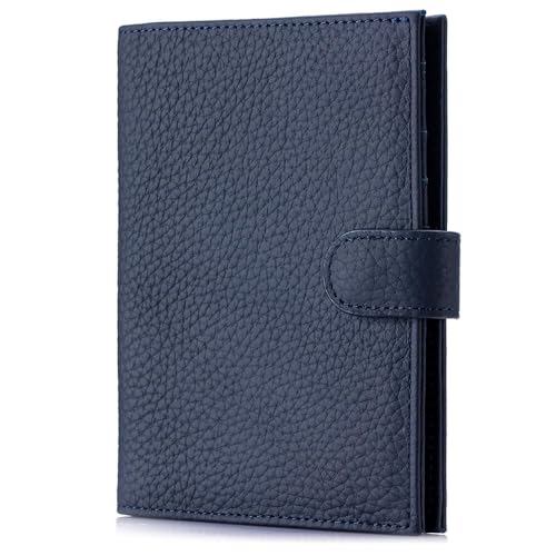 RFID Leather Passport Holder for Travel Women & Men – Slim Passport Wallet for Womens with Card Slots, Zippered Coins Pocket and Cash Holder Gift Ready (Sapphire Blue) - color: Sapphire Blue