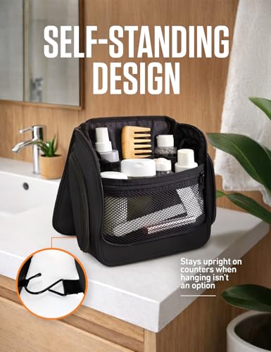 VENTURE 4TH Hanging Travel Toiletry Bag for Women & Men – Large Toiletry Organizer with 18 Compartments, Removable TSA Pouch, Travel Wash Bag for Toiletries, Makeup & Shaving Kit (Black) - color: Black