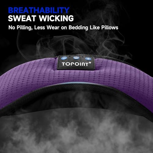 TOPOINT Sleep Mask Headphones Bluetooth Wireless 5.4, Breathable Cotton Eye Mask for Sleeping Side Sleepers Travel Music Headsets with Microphone Handsfree Men Women - color: Deep Purple, style: Breathable