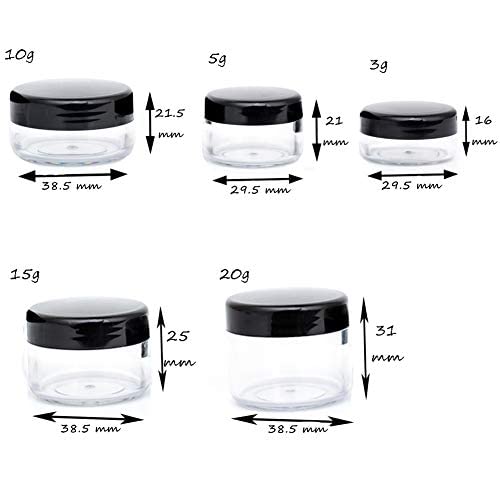 5 Gram Sample Containers with Lids, 25PCS Mini Makeup Containers, Empty Plastic Travel Cosmetic Containers with Labels - color: Black