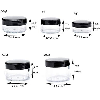 5 Gram Sample Containers with Lids, 25PCS Mini Makeup Containers, Empty Plastic Travel Cosmetic Containers with Labels - color: Black