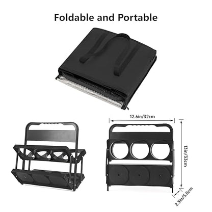 Reusable 6 Cup Drink Carrier with Handle and Insulated Food Delivery Bag, Portable Plastic Cup Caddy, 26L Grocery Cooler Box for Car Delivery, Travel, Picnic - color: Black