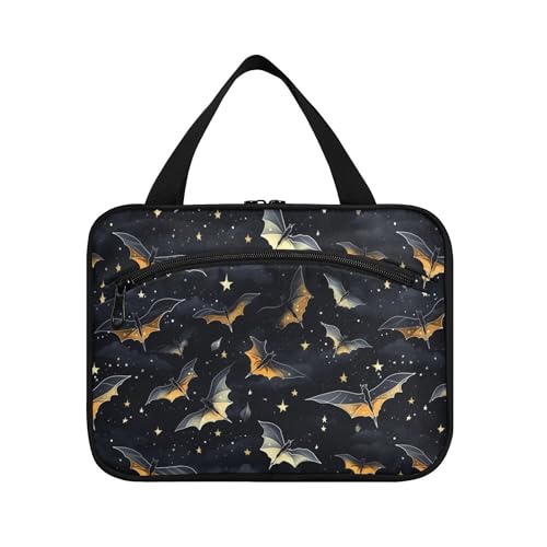 MNSRUU Hanging Toiletry Bags for Women Travel, Gothic Skull Bat Toiletry Organizer Portable Travel Clear Wash Makeup Cosmetic Bag - color: Skull I 4177
