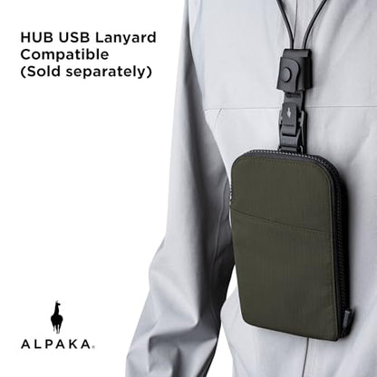 ALPAKA Zip Travel Wallet Green Axoflux 210D - RFID Passport Holder - Self Locking Zipper - Tear Resistant Material - Four Pockets and Two Card Slots - HUB Accessories Compatible - color: Green