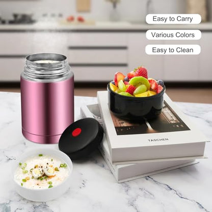 35oz Soup Thermos, Stainless Steel Thermos for Hot Food, Wide Mouth Food Thermos Jar, Insulated Lunch Container Leak Proof Vacuum Thermal Flask(rosered) - color: rosered-35oz