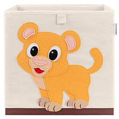 Foldable Animal Cube Storage Bins Fabric Toy Box/Chest/Organizer for Kids Nursery, 13 inch (Baby Lion) - color: Baby Lion