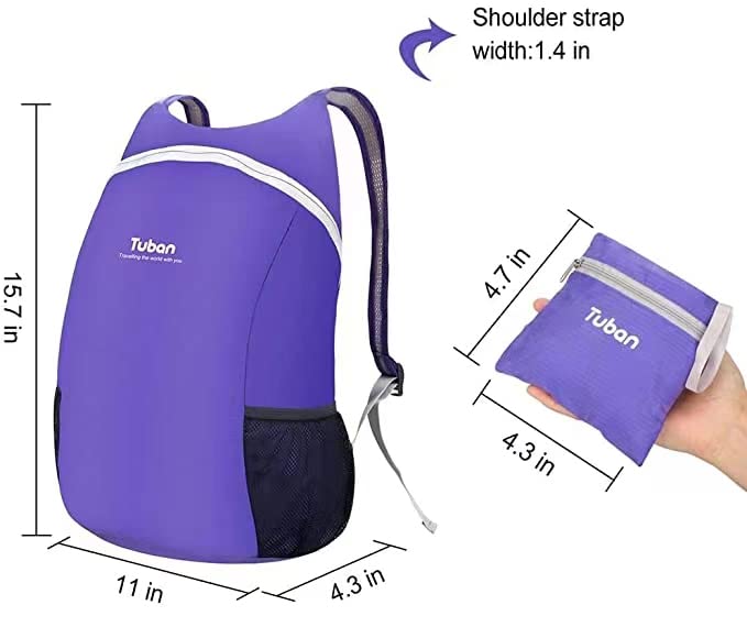 Ultra Lightweight Packable Water Resistant Backpack for Travel Camping Outdoor Hiking Daypack - color: Purple