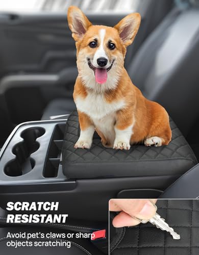 JOYTUTUS Center Console Cover Compatible with Silverado Sierra 2014 2015 2016 2017 2018 Jump Seat, Leather Arm Rest Armrest Cover for Car, Durable Middle Console Cover Replacement for Trucks - size: Jump Seat Console 2014-2018 Silverado/Sierra
