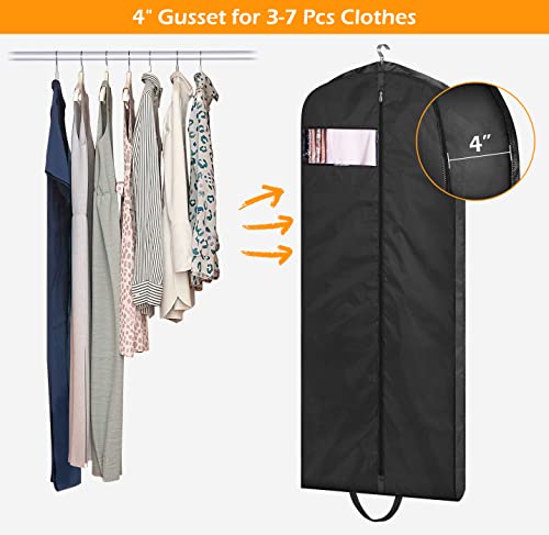 MISSLO 65" Long Garment Bags for Travel Dress Bags for Hanging Clothes Waterproof Wedding Dress Cover Traveling Clothing Protectors for Closet Storage 3-Pack for Gowns, Tuxedos, Coats, Black - size: 65 inch