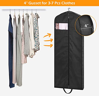 MISSLO 65" Long Garment Bags for Travel Dress Bags for Hanging Clothes Waterproof Wedding Dress Cover Traveling Clothing Protectors for Closet Storage 3-Pack for Gowns, Tuxedos, Coats, Black - size: 65 inch