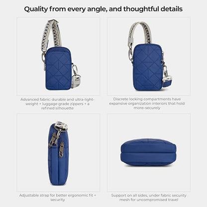 Travelon Anti-Theft Boho 2 Compartment Phone Crossbody - color: Lush Blue
