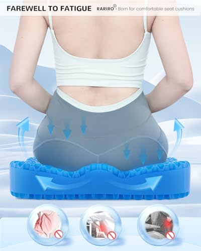 Enlarged 19.7" Gel Seat Cushion, Egg Gel Chair Pads for Wheelchair Pressure Coccyx Sciatica Pain Relief, Cooling Desk Seat Cushion for Kayak, Car, Office Chair Long Sitting[Blue] - color: Blue, size: 19.7*16.1*3.5in