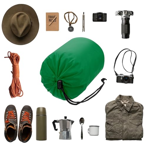 Stuff Sack [2PCS] - Waterproof Outdoor Storage Sacks Use for Backpacking & Traveling & Hiking - [Dark Green-5 x 10 in/ 13 x 25 CM] Ultralight Drawstring Bags - color: Dark Green
