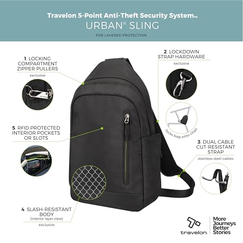 Travelon Anti Theft Urban Sling Bag - color: Black