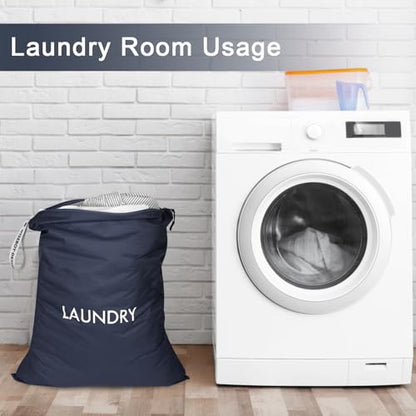 WiseBoy 2 Pack Laundry Bags, Travel Laundry Bag for Dirty Clothes, Washable Nylon Wet Dry Bag, Swimming Yoga Bathing Suit Workout Wet Dry Bags - color: Navy Blue