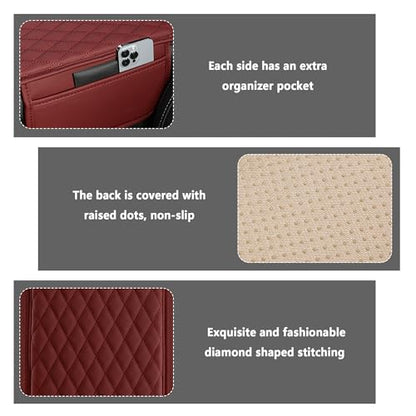 Stacool Upgraded Car Center Console Cover,Microfiber Leather Car Armrest Cover Cushion with 2 Storage Bags,Universal Car Armrest Storage Box (Red) - color: Red