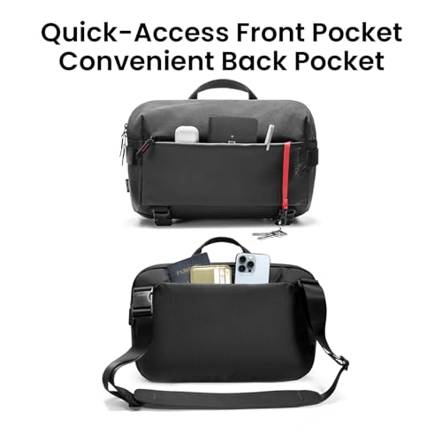 tomtoc Compact EDC Sling Bag 3L-10L, Minimalist Crossbody Bag Chest Shoulder Pack for Men Women, X-pac/Recycled Polyester - color: Black, size: L/(Fits up to 14-inch MacBook)