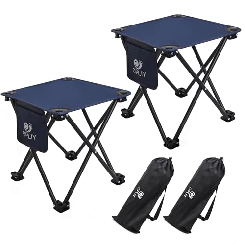 Opliy Camping Stool 2 Pack,13.5 Inch Portable Folding Stool for Outdoor Gardening and Beach Hiking Fishing,Foot Stool with Carry Bag (Blue) - color: Blue