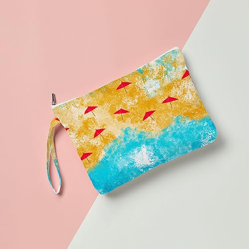 Fokongna Travel Makeup Bag - Wet Dry Bag for Swimsuit, Beach Pool Diapers, Dirty Yoga Gym Clothes - Zipper Pouch for Women, Sister, Friends - Ocean Sea Shells Beach Starfish - color: Ocean Beach